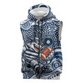 Geelong Cats Sleeveless Zip Hoodie Aboriginal Dot Pattern - Football Mascot Heritage Pride