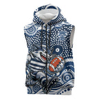 Geelong Cats Sleeveless Zip Hoodie Aboriginal Dot Pattern - Football Mascot Heritage Pride