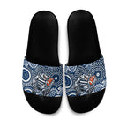 Geelong Cats Slide Sandals Aboriginal Dot Pattern - Football Mascot Heritage Pride