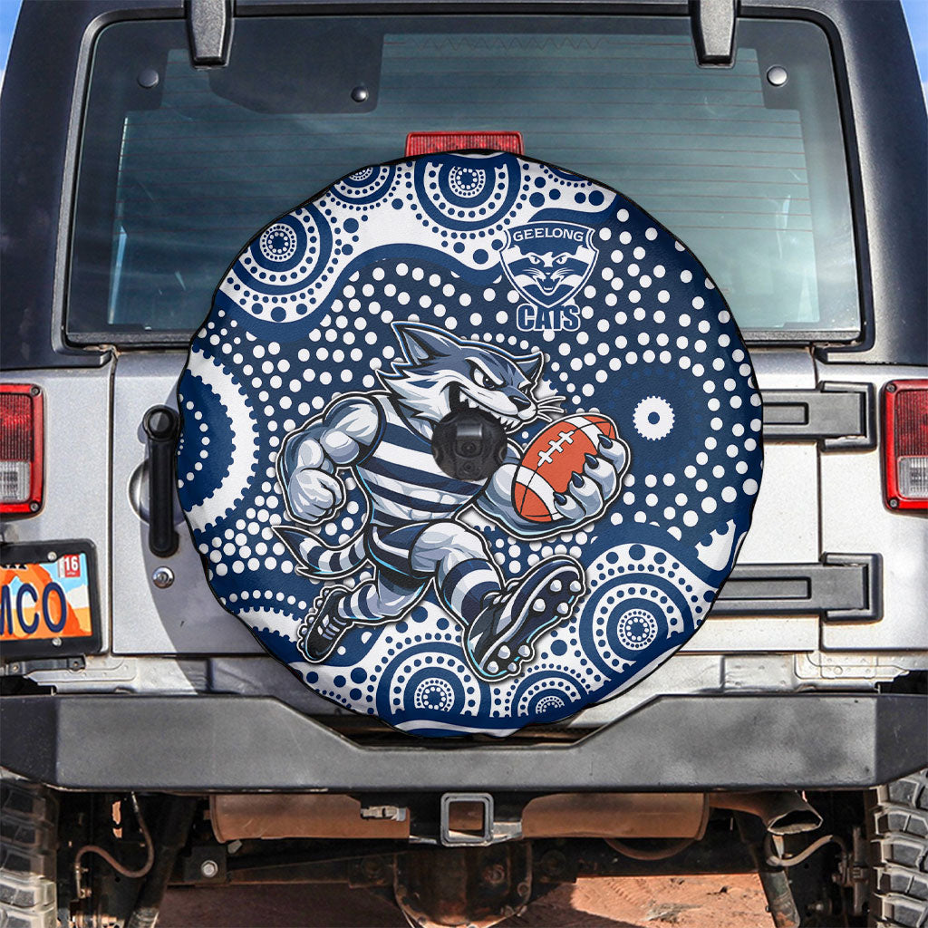 Geelong Cats Spare Tire Cover Aboriginal Dot Pattern - Football Mascot Heritage Pride