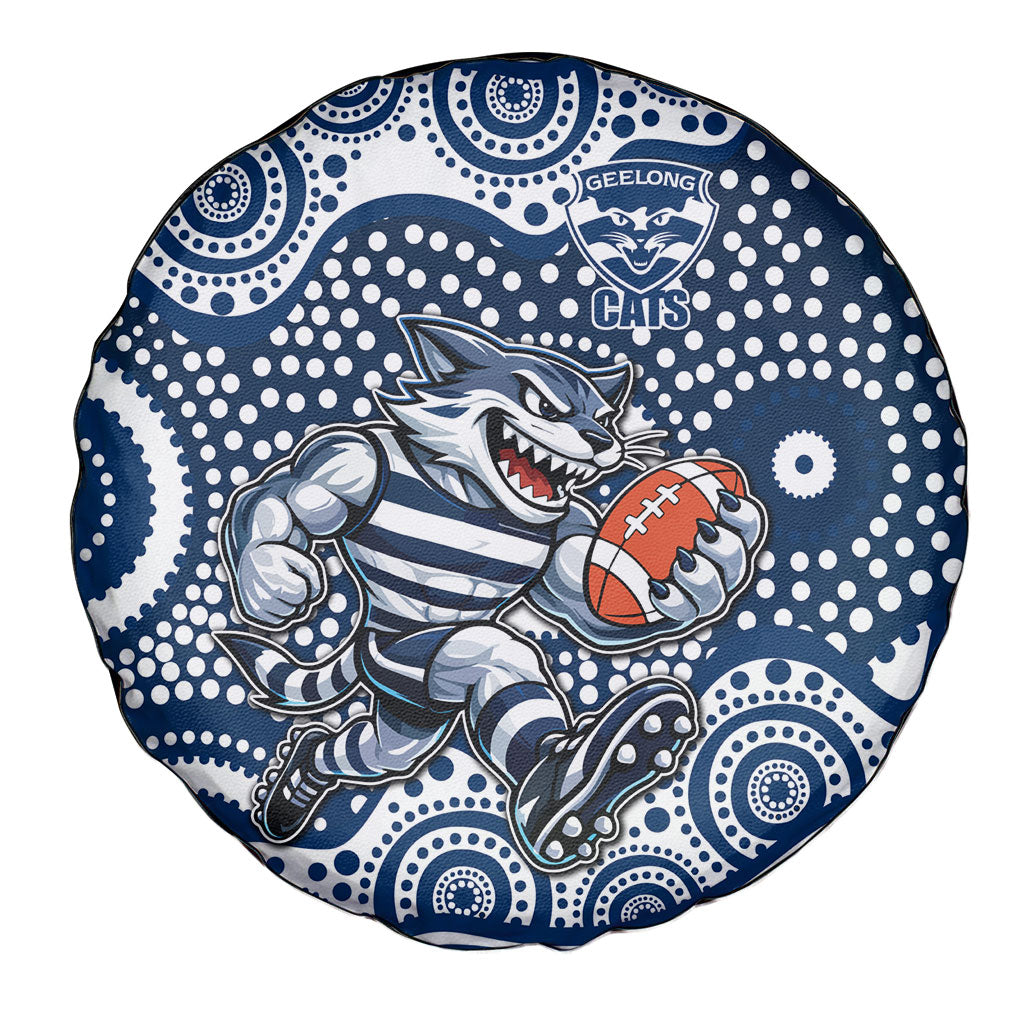 Geelong Cats Spare Tire Cover Aboriginal Dot Pattern - Football Mascot Heritage Pride