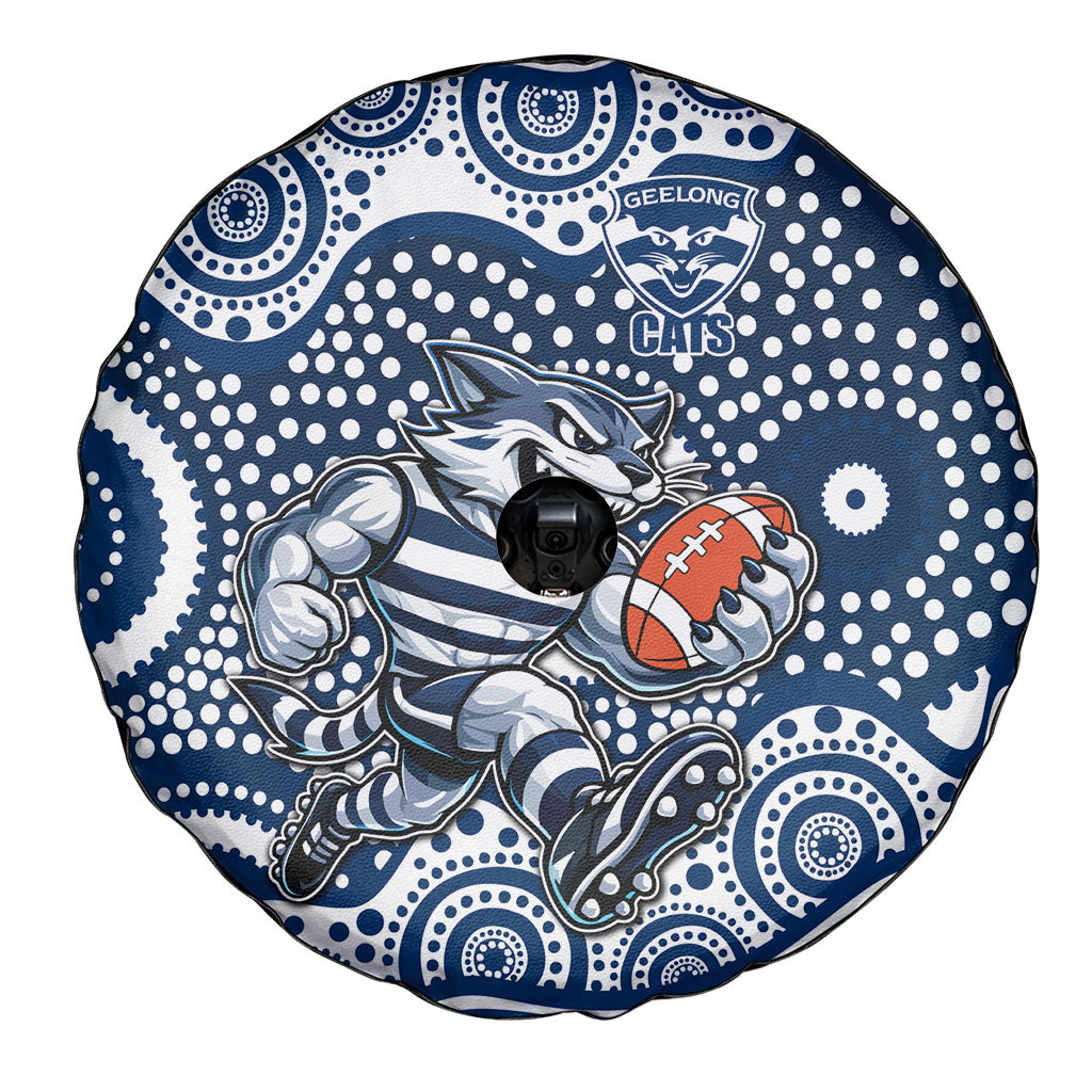 Geelong Cats Spare Tire Cover Aboriginal Dot Pattern - Football Mascot Heritage Pride
