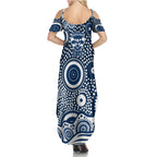 Geelong Cats Summer Maxi Dress Aboriginal Dot Pattern - Football Mascot Heritage Pride