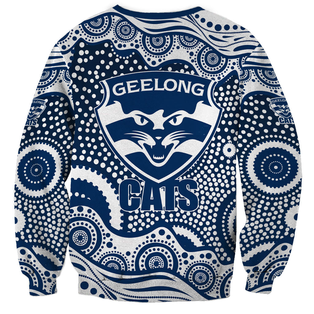 Geelong Cats Sweatshirt Aboriginal Dot Pattern - Football Mascot Heritage Pride