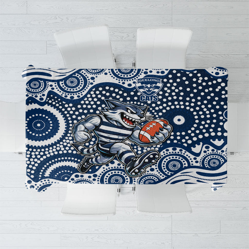 Geelong Cats Tablecloth Aboriginal Dot Pattern - Football Mascot Heritage Pride