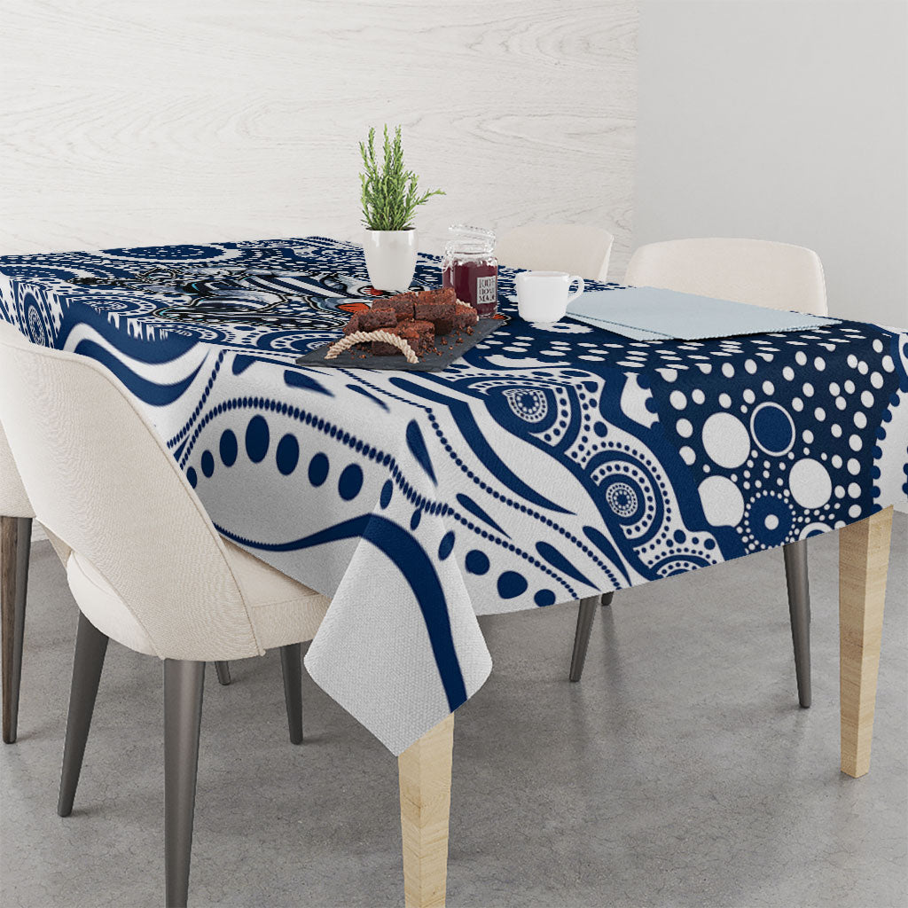 Geelong Cats Tablecloth Aboriginal Dot Pattern - Football Mascot Heritage Pride