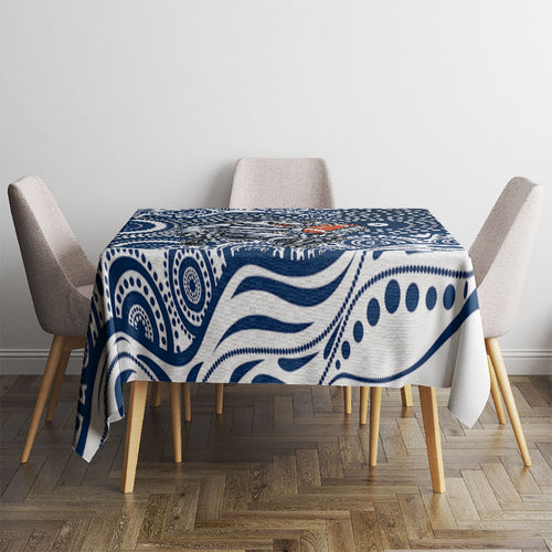 Geelong Cats Tablecloth Aboriginal Dot Pattern - Football Mascot Heritage Pride