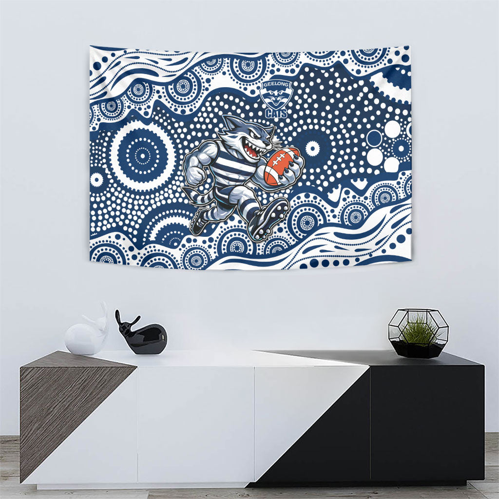 Geelong Cats Tapestry Aboriginal Dot Pattern - Football Mascot Heritage Pride