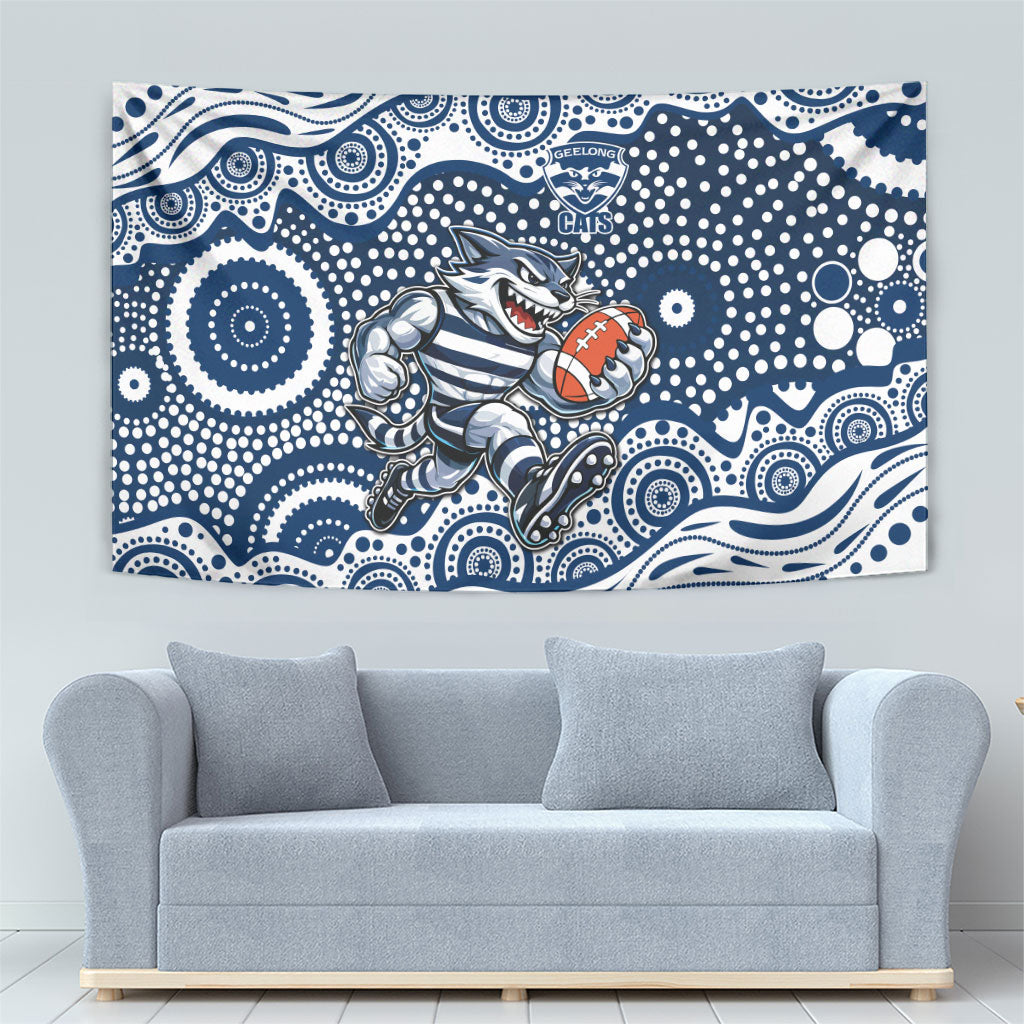 Geelong Cats Tapestry Aboriginal Dot Pattern - Football Mascot Heritage Pride