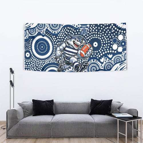 Geelong Cats Tapestry Aboriginal Dot Pattern - Football Mascot Heritage Pride