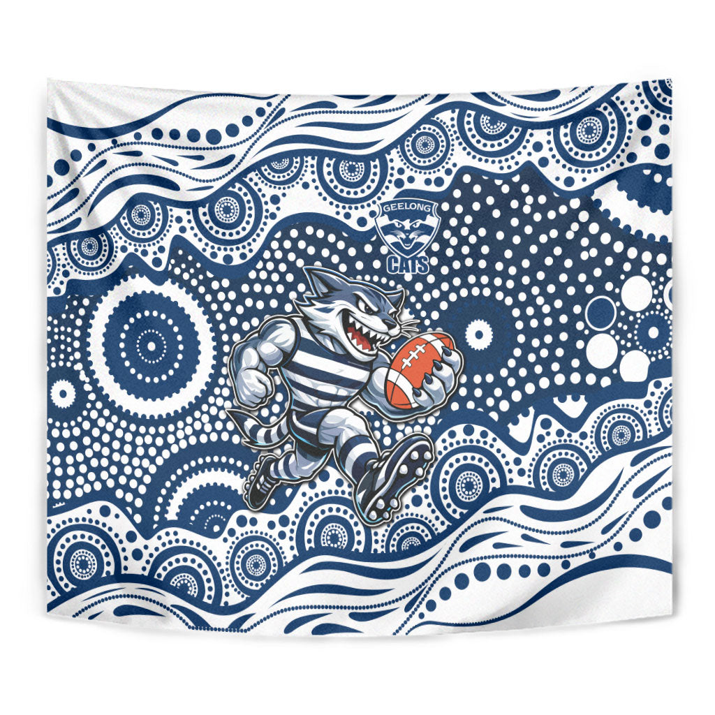 Geelong Cats Tapestry Aboriginal Dot Pattern - Football Mascot Heritage Pride