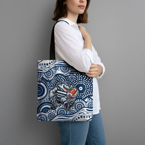 Geelong Cats Tote Bag Aboriginal Dot Pattern - Football Mascot Heritage Pride