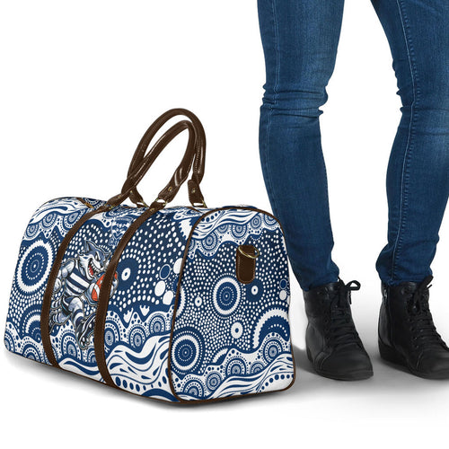 Geelong Cats Travel Bag Aboriginal Dot Pattern - Football Mascot Heritage Pride