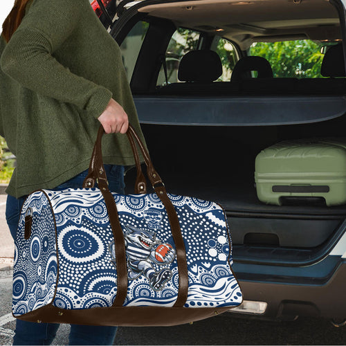 Geelong Cats Travel Bag Aboriginal Dot Pattern - Football Mascot Heritage Pride