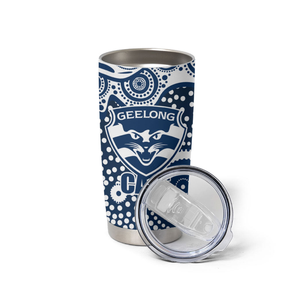 Geelong Cats Tumbler Cup Aboriginal Dot Pattern - Football Mascot Heritage Pride