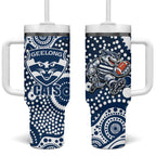 Geelong Cats Tumbler With Handle Aboriginal Dot Pattern - Football Mascot Heritage Pride