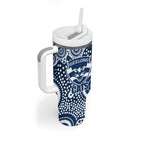 Geelong Cats Tumbler With Handle Aboriginal Dot Pattern - Football Mascot Heritage Pride
