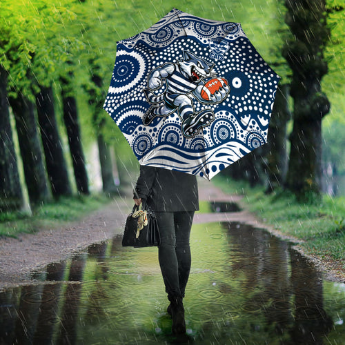 Geelong Cats Umbrella Aboriginal Dot Pattern - Football Mascot Heritage Pride