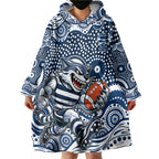 Geelong Cats Wearable Blanket Hoodie Aboriginal Dot Pattern - Football Mascot Heritage Pride