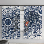 Geelong Cats Window Curtain Aboriginal Dot Pattern - Football Mascot Heritage Pride