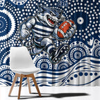 Geelong Cats Window Curtain Aboriginal Dot Pattern - Football Mascot Heritage Pride