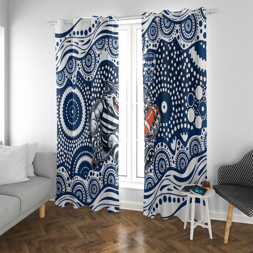 Geelong Cats Window Curtain Aboriginal Dot Pattern - Football Mascot Heritage Pride