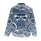 Geelong Cats Women Casual Shirt Aboriginal Dot Pattern - Football Mascot Heritage Pride