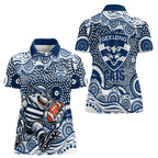 Geelong Cats Women Polo Shirt Aboriginal Dot Pattern - Football Mascot Heritage Pride