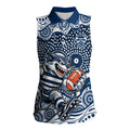 Geelong Cats Women Sleeveless Polo Shirt Aboriginal Dot Pattern - Football Mascot Heritage Pride