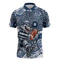 Geelong Cats Zipper Polo Shirt Aboriginal Dot Pattern - Football Mascot Heritage Pride