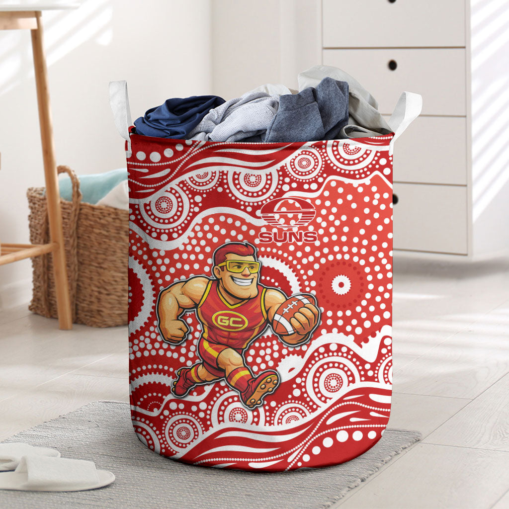Gold Coast Suns Laundry Basket Aboriginal Dot Pattern - Football Mascot Heritage Pride