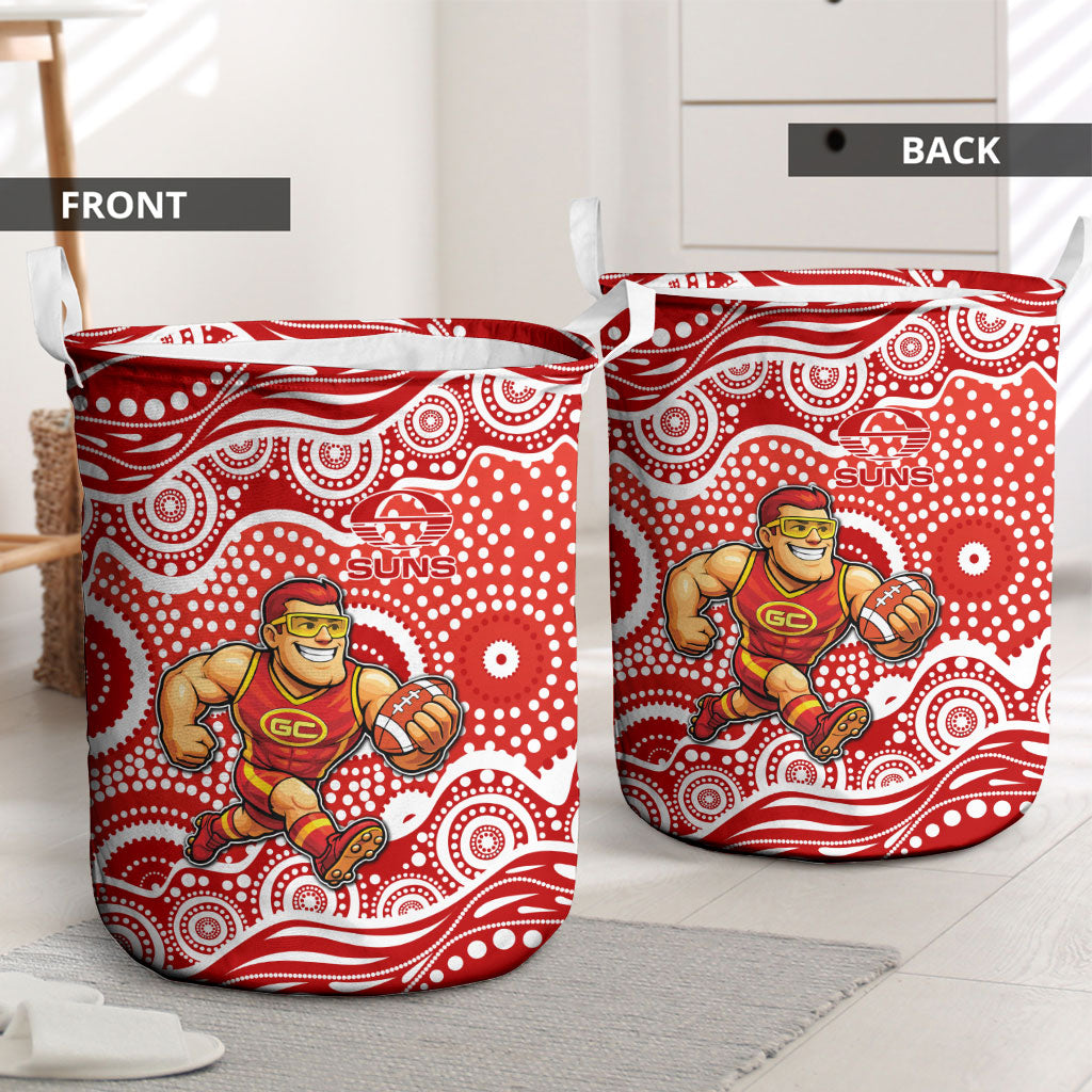Gold Coast Suns Laundry Basket Aboriginal Dot Pattern - Football Mascot Heritage Pride