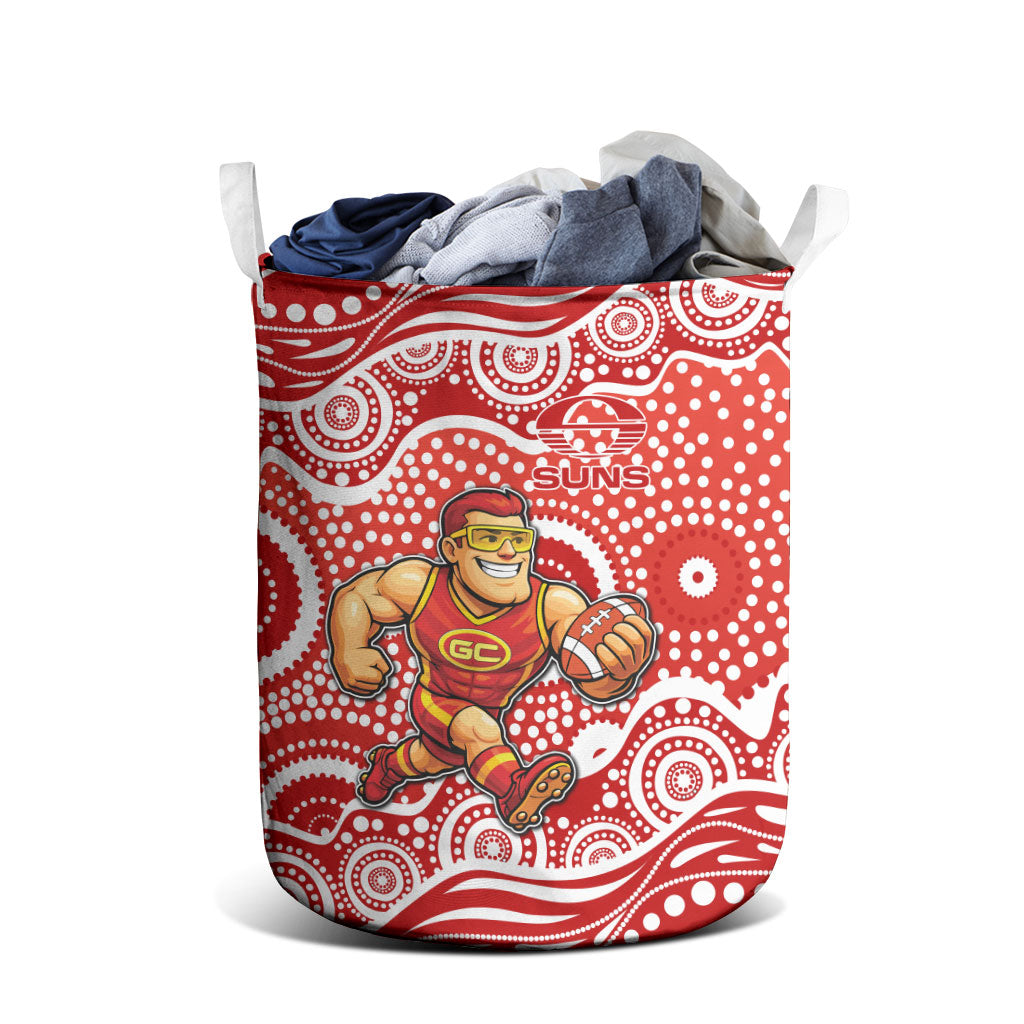 Gold Coast Suns Laundry Basket Aboriginal Dot Pattern - Football Mascot Heritage Pride