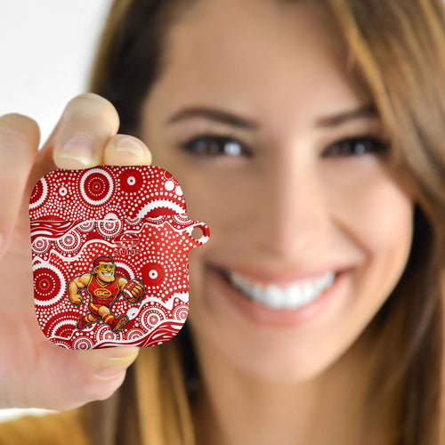 Gold Coast Suns AirPods Case Aboriginal Dot Pattern - Football Mascot Heritage Pride