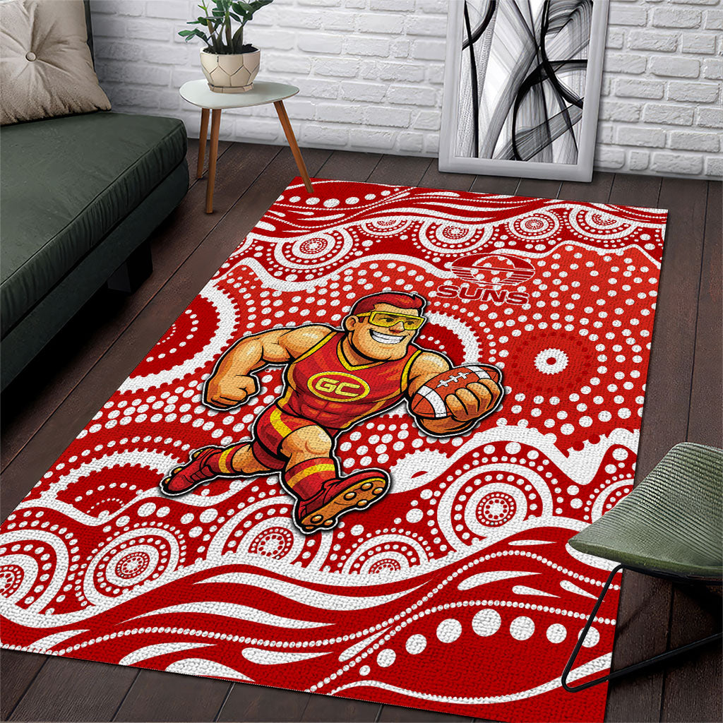 Gold Coast Suns Area Rug Aboriginal Dot Pattern - Football Mascot Heritage Pride