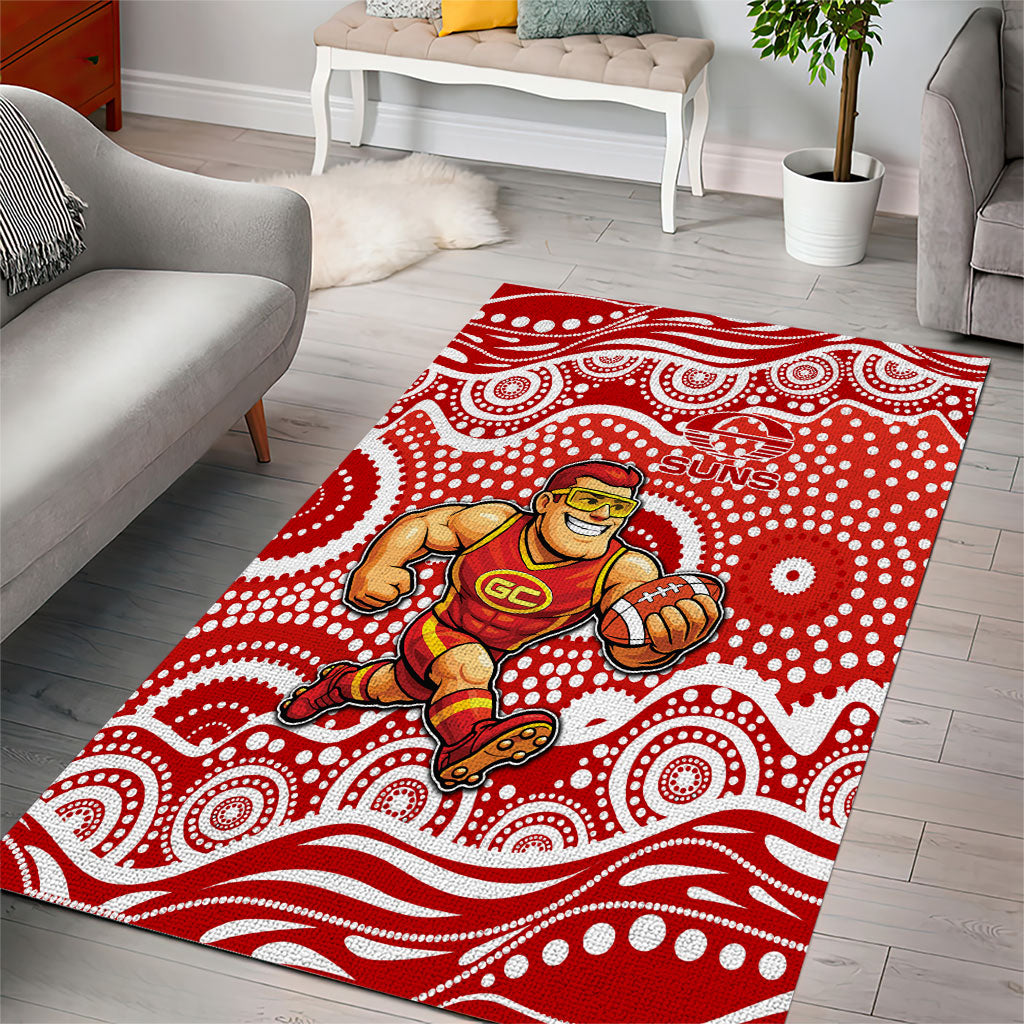 Gold Coast Suns Area Rug Aboriginal Dot Pattern - Football Mascot Heritage Pride