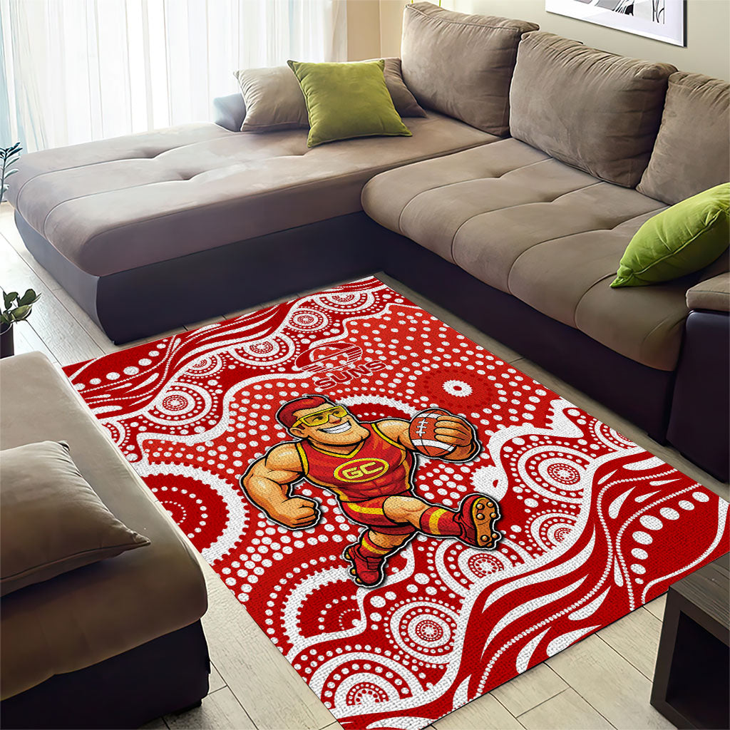 Gold Coast Suns Area Rug Aboriginal Dot Pattern - Football Mascot Heritage Pride