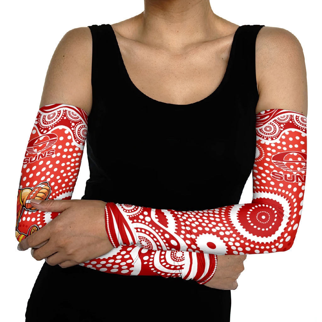 Gold Coast Suns Arm Sleeves Aboriginal Dot Pattern - Football Mascot Heritage Pride