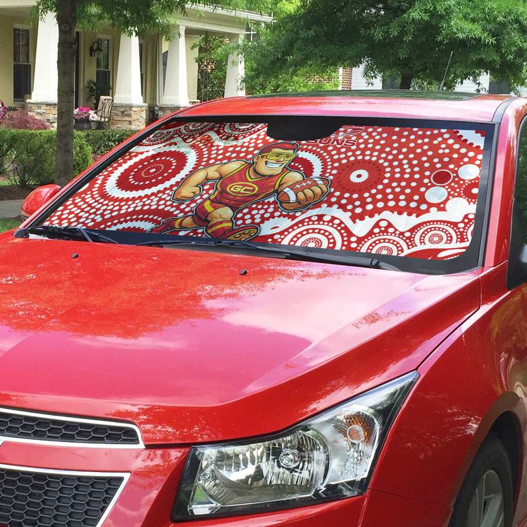 Gold Coast Suns Auto Sun Shade Aboriginal Dot Pattern - Football Mascot Heritage Pride
