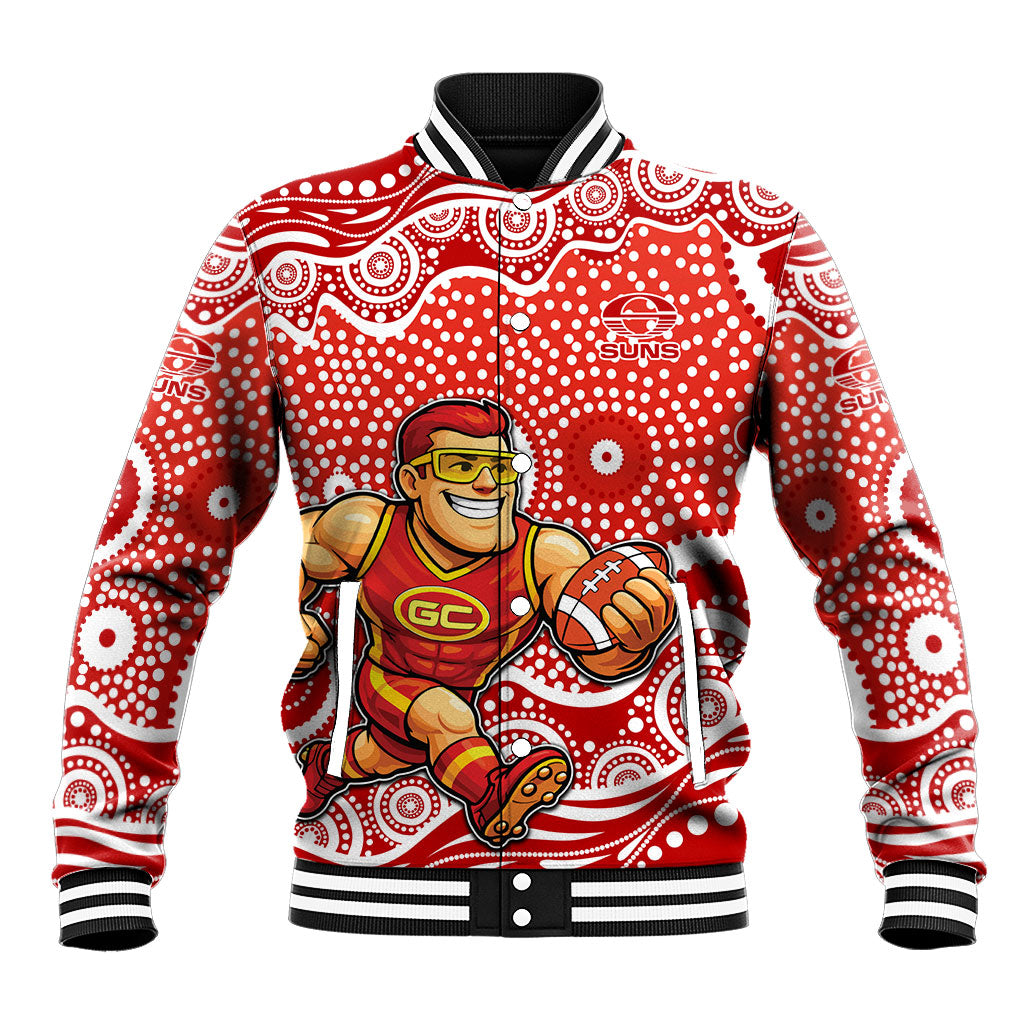 Gold Coast Suns Baseball Jacket Aboriginal Dot Pattern - Football Mascot Heritage Pride