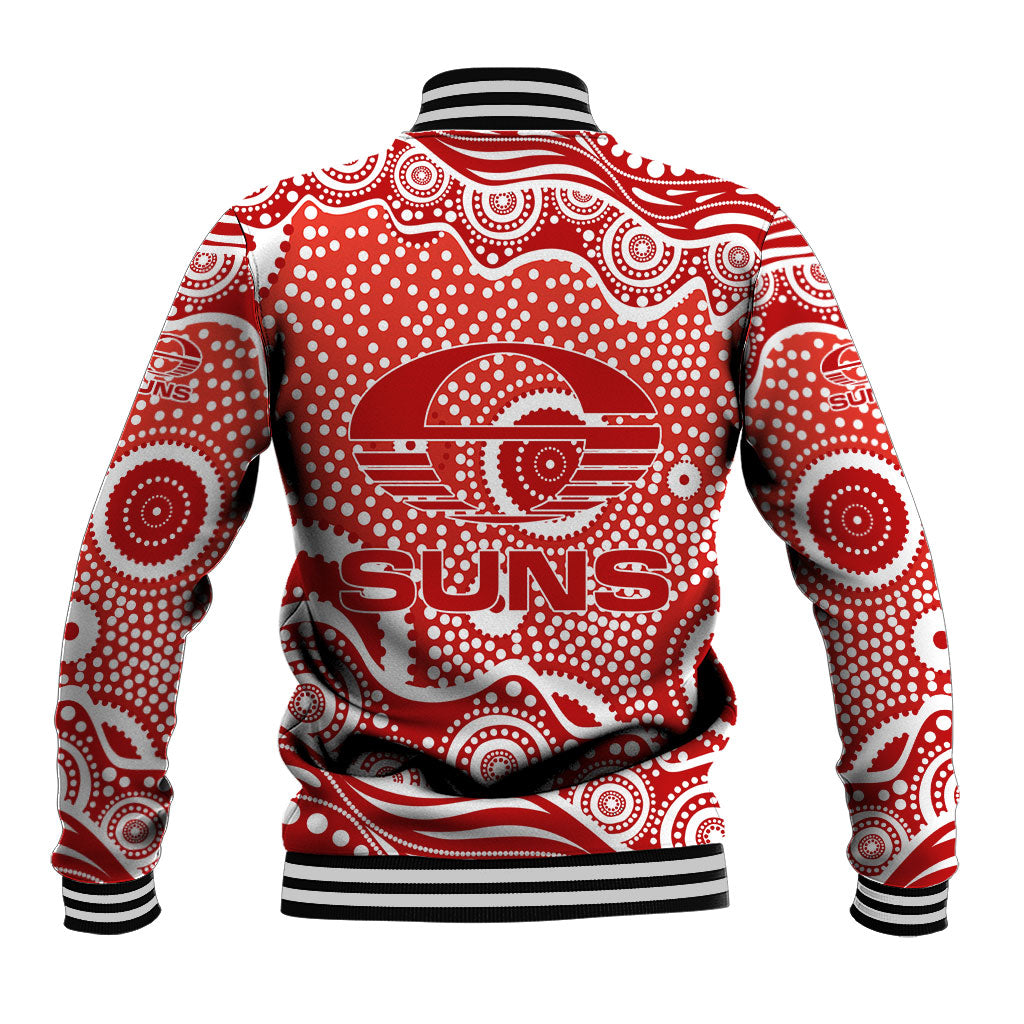 Gold Coast Suns Baseball Jacket Aboriginal Dot Pattern - Football Mascot Heritage Pride