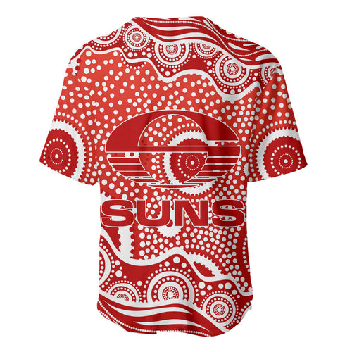 Gold Coast Suns Baseball Jersey Aboriginal Dot Pattern - Football Mascot Heritage Pride