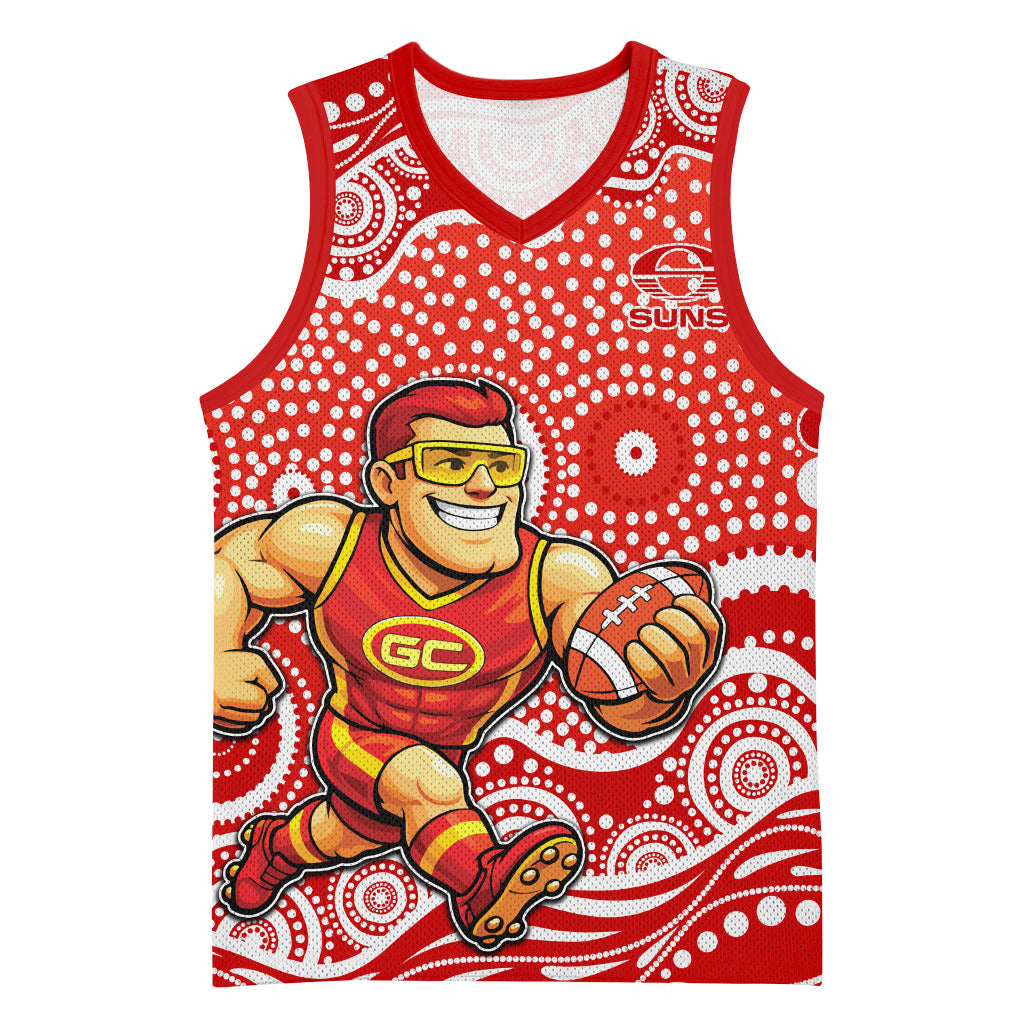 Gold Coast Suns Basketball Jersey Aboriginal Dot Pattern - Football Mascot Heritage Pride
