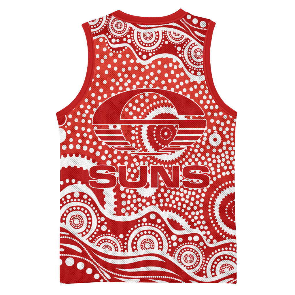 Gold Coast Suns Basketball Jersey Aboriginal Dot Pattern - Football Mascot Heritage Pride