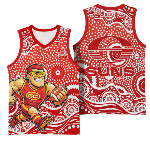 Gold Coast Suns Basketball Jersey Aboriginal Dot Pattern - Football Mascot Heritage Pride