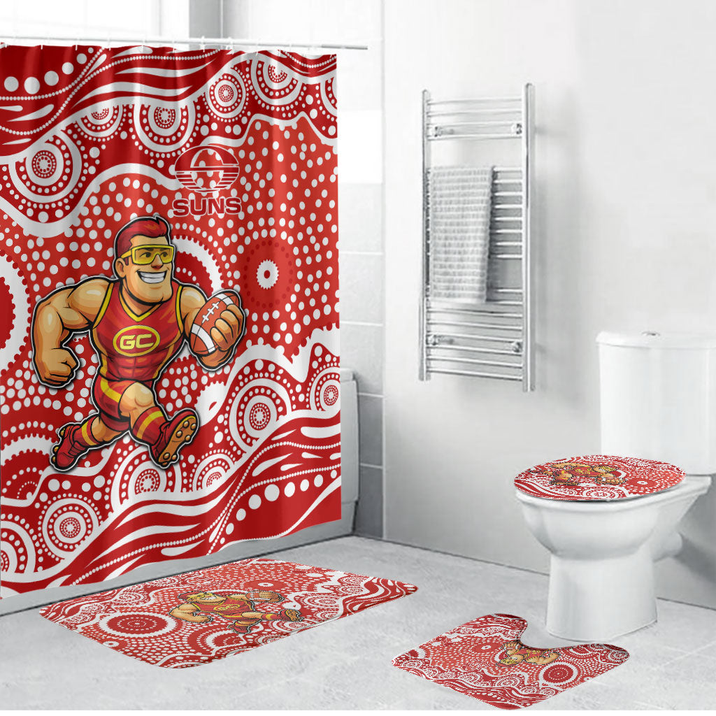 Gold Coast Suns Bathroom Set Aboriginal Dot Pattern - Football Mascot Heritage Pride