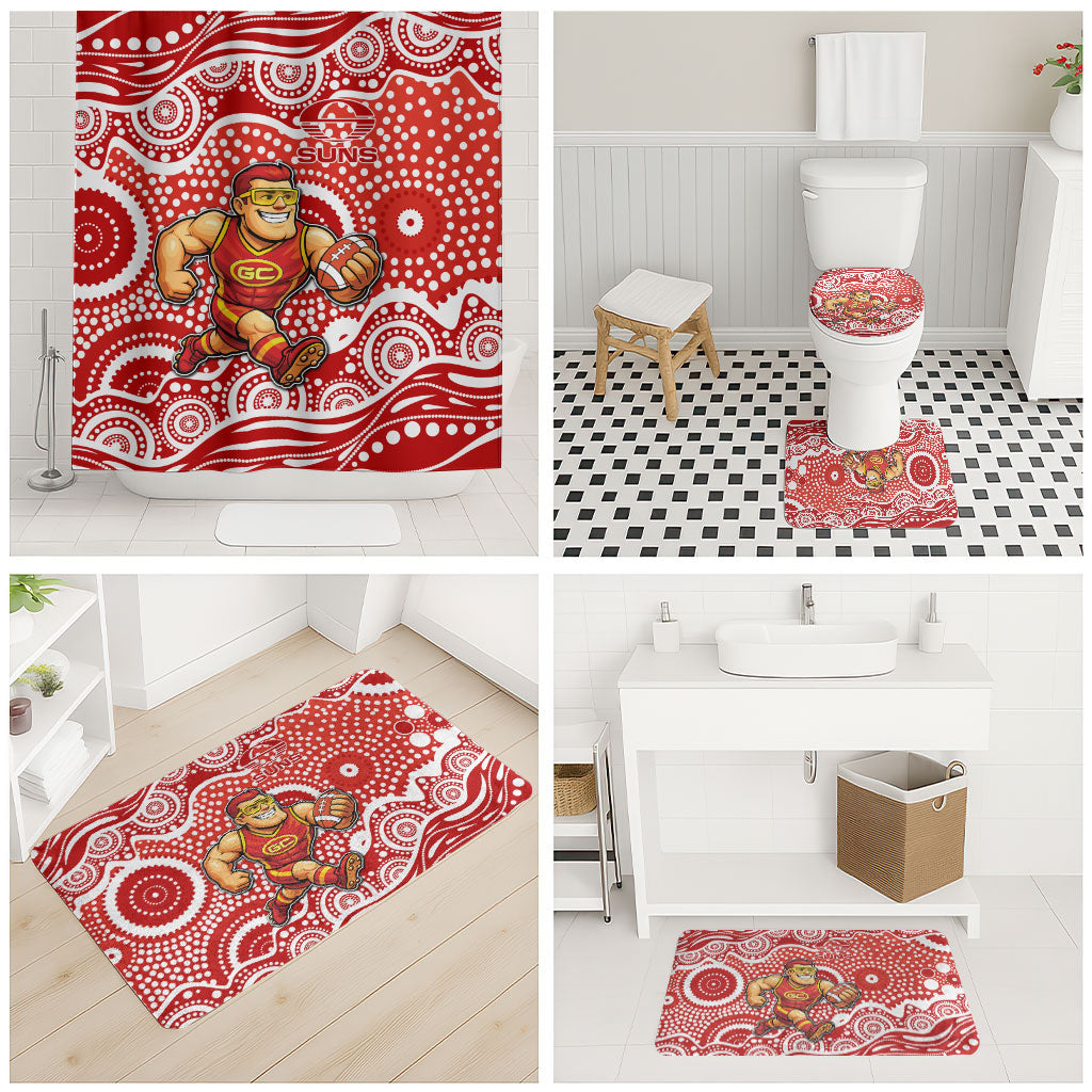 Gold Coast Suns Bathroom Set Aboriginal Dot Pattern - Football Mascot Heritage Pride