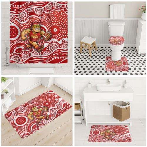 Gold Coast Suns Bathroom Set Aboriginal Dot Pattern - Football Mascot Heritage Pride