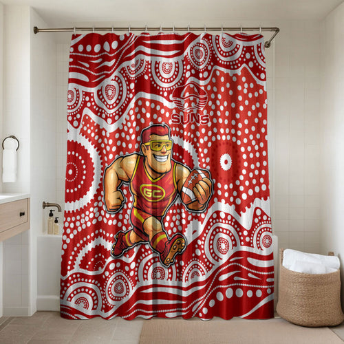 Gold Coast Suns Bathroom Set Aboriginal Dot Pattern - Football Mascot Heritage Pride