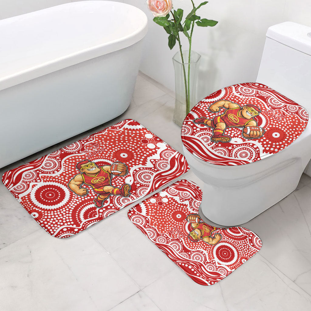 Gold Coast Suns Bathroom Set Aboriginal Dot Pattern - Football Mascot Heritage Pride